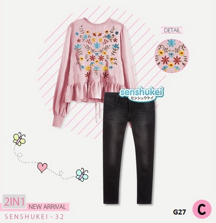 setelan baju bordir jeans anak